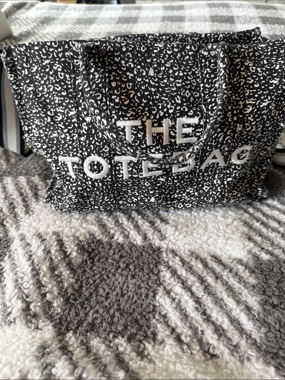 The Tote Bag Black & White Patterned Canvas Tote